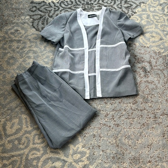 Vintage Sag Harbor Two Piece Short Sleeve & Pant Set Gray 16P - Picture 1 of 12